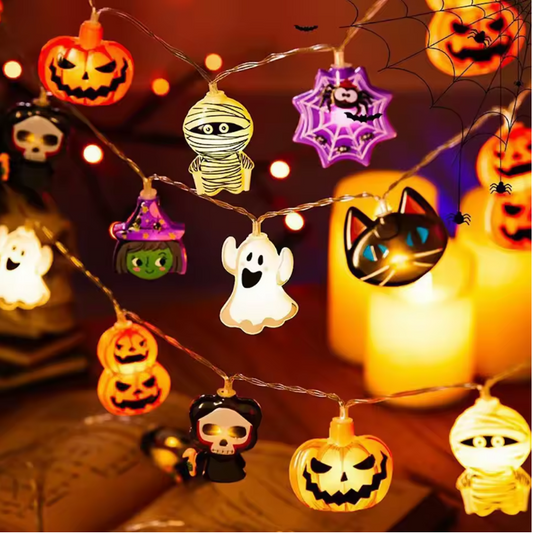 Guirlande lumineuse LED pour décoration d'halloween, lampe suspendue en toile d'araignée fantôme citrouille, accessoires de lanterne d'extérieur pour la maison